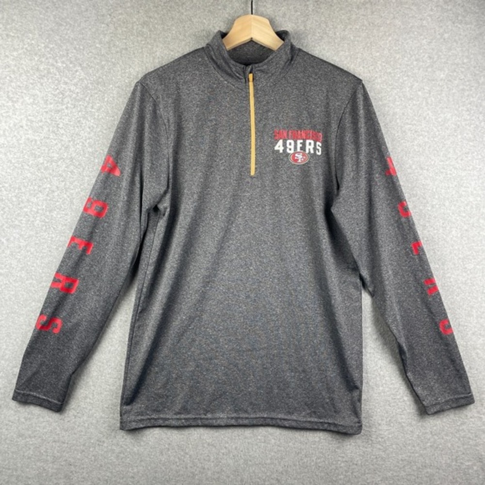 SF 49ERS Shirt Men Small Gray Long Sleeve Quarter Zip San Francisco NFL Football